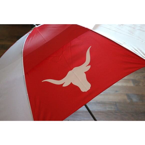 62" Arc Shed Rain Windjammer Vented Golf Umbrella Red White Longhorns - Picture 5 of 6